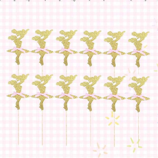 12 st Glitter Mamma Håller Bebis Tårta Topper Kreativ Tårta Cupcake Picks Tårta Dekoration För Mors Dag Guld 12 st Golden 12pcs