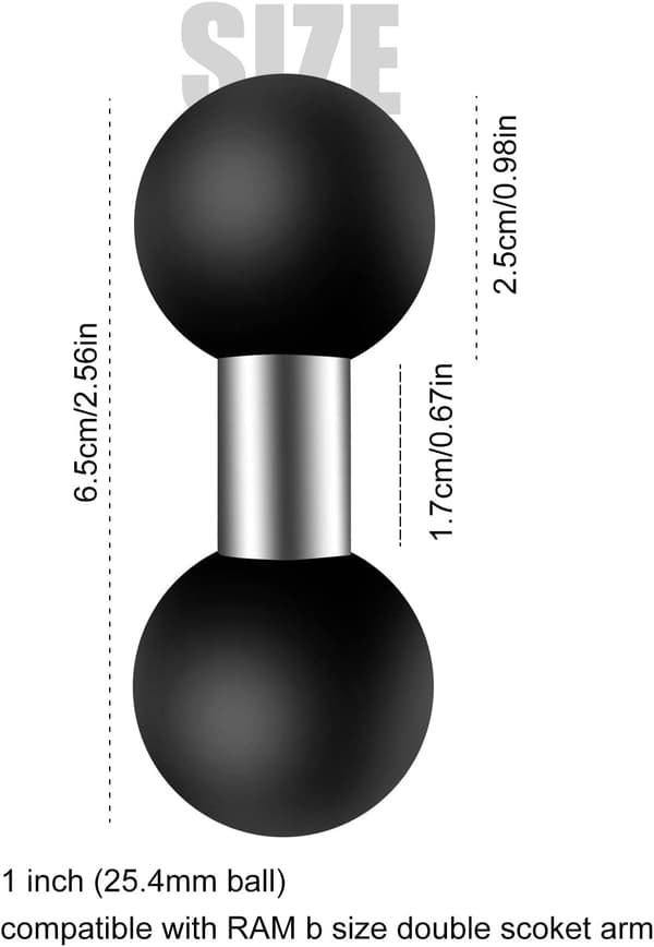 Motorcycle Mount Double Head Ball Adapter 25mm Double Ball Joint Arms Compatible with Double S