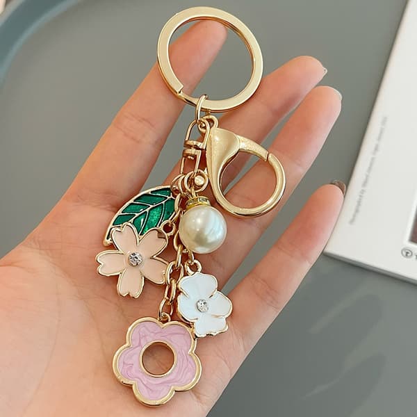 Nøglering Taskecharms, Søde Nøgleringe med Blomsterkvast til Kvinder, Håndtasketilbehør til Piger