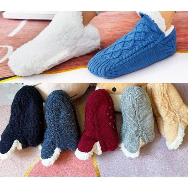 {hw} Winter Socks Thermal Socks Fluffy Thick Socks Slippers B Black 26-31 (inside 18-21cm)