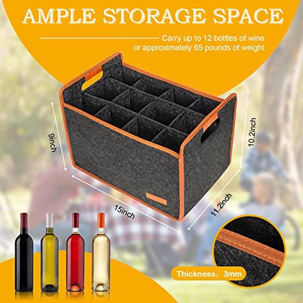 2-pack 12 flaskor vinväska, isolerad termisk vadderad vinbärväska, återanvändbara vinpåsar för vinflaskor resor, camping och picknick, perfekt