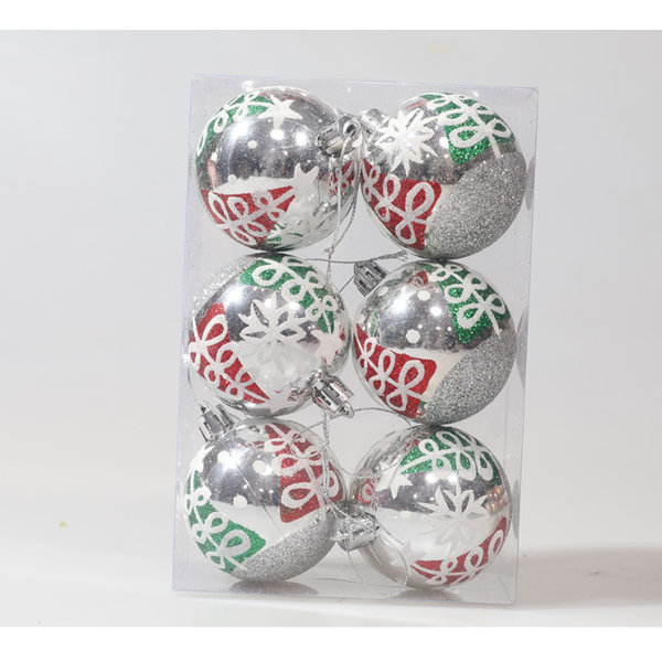 Jouluiset muovipallot ripustettavat koristeet joulukuusen koristeluun Platinum 6PCS