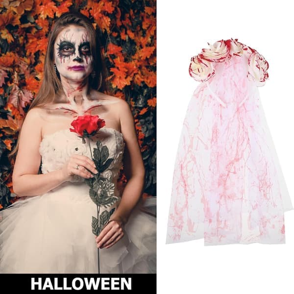 Gothic Halloween Headband with Veil, Unique Ghost Bride Hairpiece
