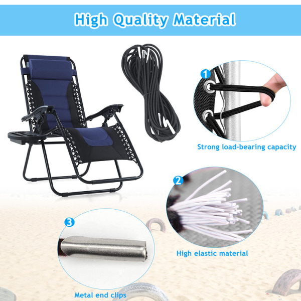 4 ledninger Stol udskiftning snor snørebånd Antigravity stol udskiftning hvilestol stol reparation snor kit Nylon stræksnor til udendørs, lounge stol