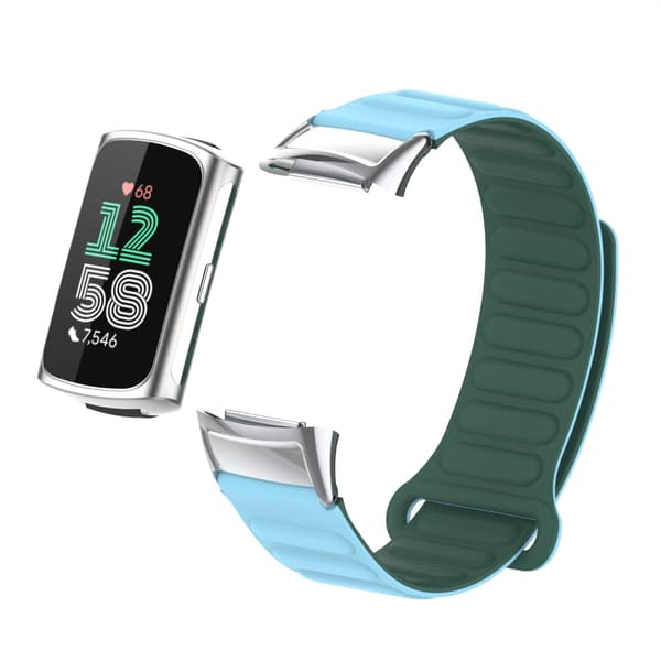 Stylish Magnetic Silicone Strap for Fitbit Charge 6 Blue Blue Blue