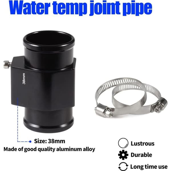 38 mm Coolant Temperature Sensor Adapter, Radiator Adapter with 2 Stainless Steel Hose Clamps, Hose Adapter