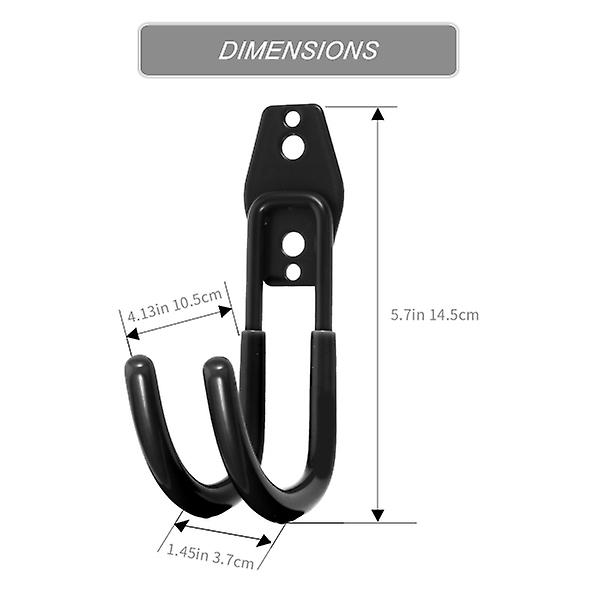 2 kpl Seinäkiinnitteisiä J-muotoisia kaksinkertaisia koukkupidikkeitä Varasto/Autotalli (musta) Musta 15X11X3.5CM Black 15X11X3.5CM