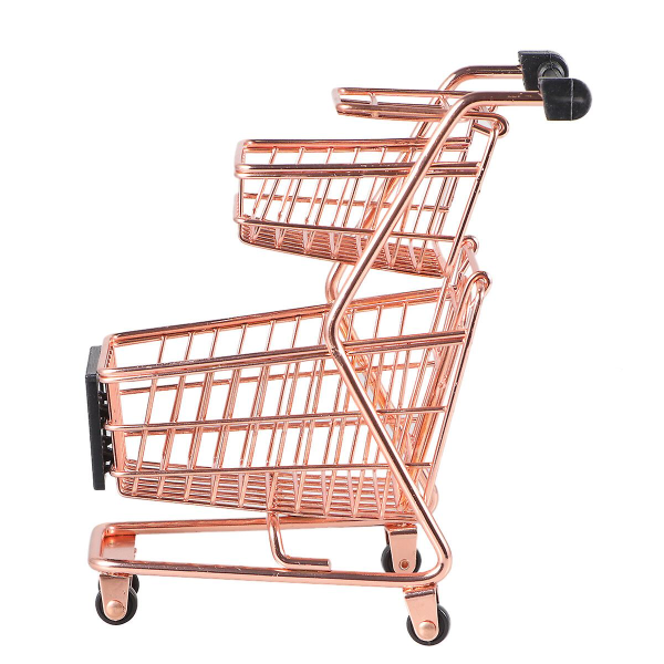 Toy Shopping Cart Trolley Leksats Kundvagn Barn Mini Kundvagn Mini Tvåvånings KundvagnG Golden 15*8.5CM