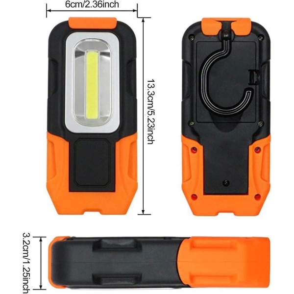 Genopladelig Arbejdslampe, Batteridrevet Magnetisk LED Lommelygte Inspektionsarbejdslys Bærbar LED Lommelygte Med Krog, Høj Lysstyrke