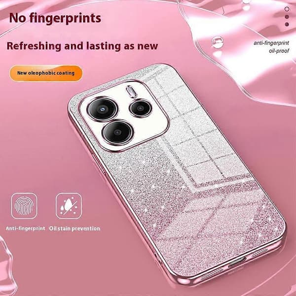 For Xiaomi Redmi Note 14 4G (163.25mm) Case Electroplating Gradient Glitter TPU Phone Case - Gold