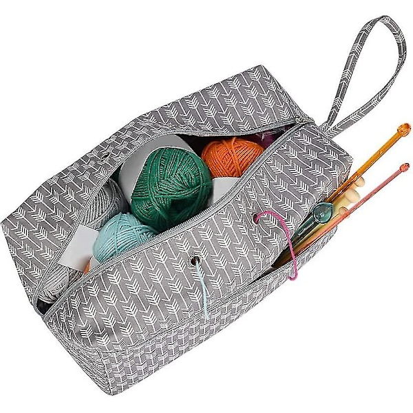 Garnförvaringsväska, garnväska 30 cm, stickning, bärväska för garnnystan, virknålar, projekt, garnförvaringsorganisatör, ullbollshållare, verktygsfodral