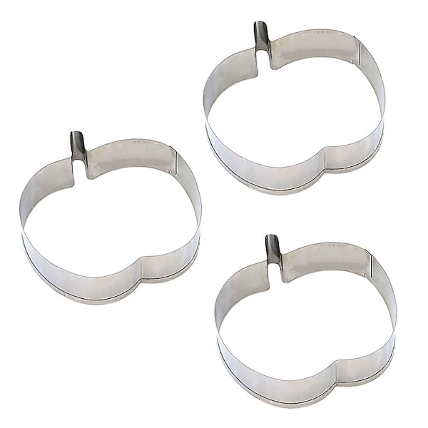 3 kpl Ruostumattomasta Teräksestä Valmistettuja Evästeleikkurin Muotteja Omenan Muotoisia DIY Suklaamuotit Kupkakakku Jälkiruoka Leivontamuotti Hopea Silver