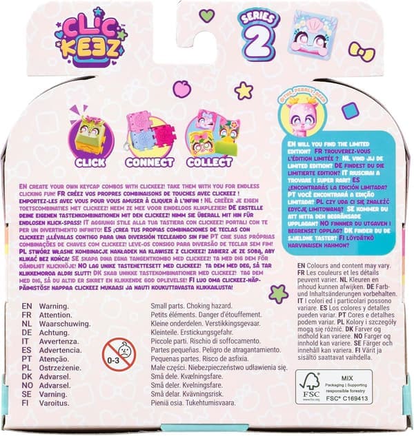 Clickeez Nyckelring Fidget – Vrid-rotera kapselhållare, ASMR sensorisk leksak – Serie 5, 5-pack