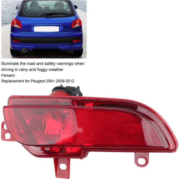 Left Rear Fog Light Unit 6350HA Red Shell Replacement for Peugeot 206+ 2009-2012