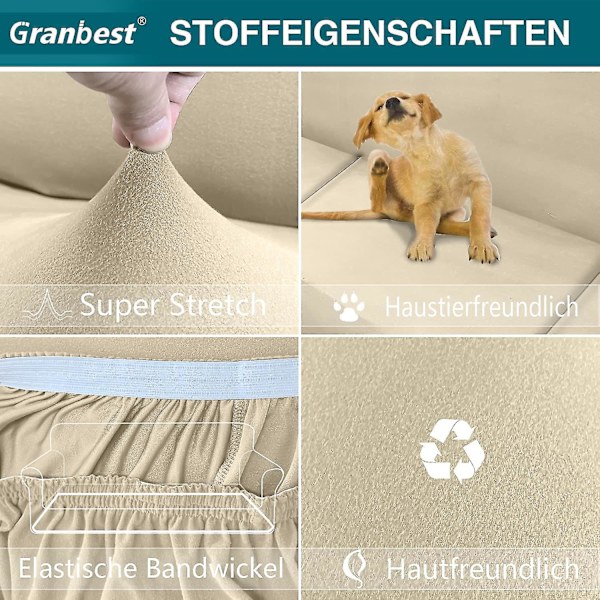 Stretch Sofa Trekk 2-seter, Myk Mikrofiber Sofa Trekk, Sklisikkert Sofa Trekk, Spandex Sofa Trekk, Møbelbeskyttelse For Hunder, Kjæledyr (2-seter, Bei