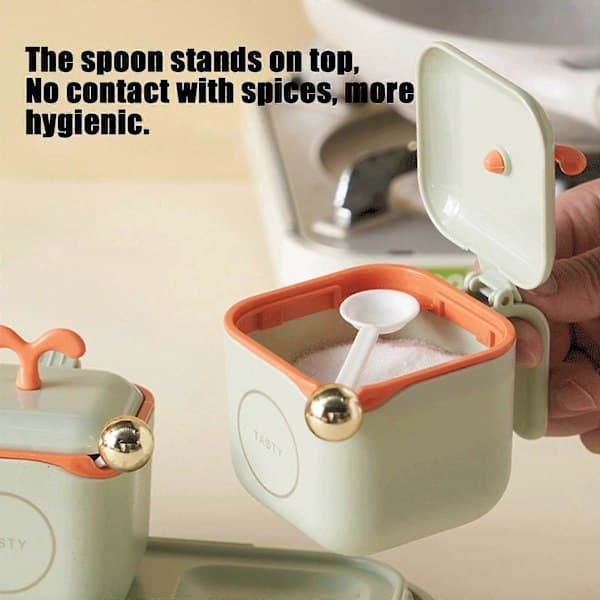 Spice Box Spice Jar Set With Lid Comes With Spice Spoon Spice Container 3-Piece Set Suitable For Kitchen Counters Food Storage