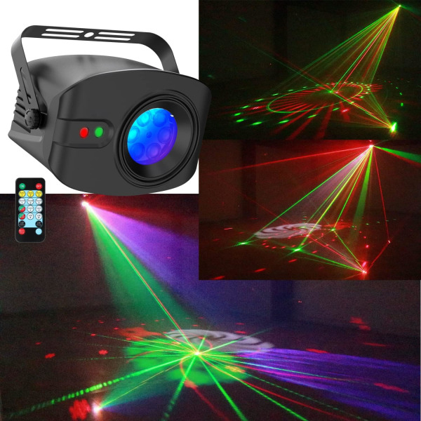 DJ Lights Ljudaktiverad, LED Laser Strobe Scen Disco Party Light Sync med musikfjärrkontroll Bärbar showprojektor för dansgolv