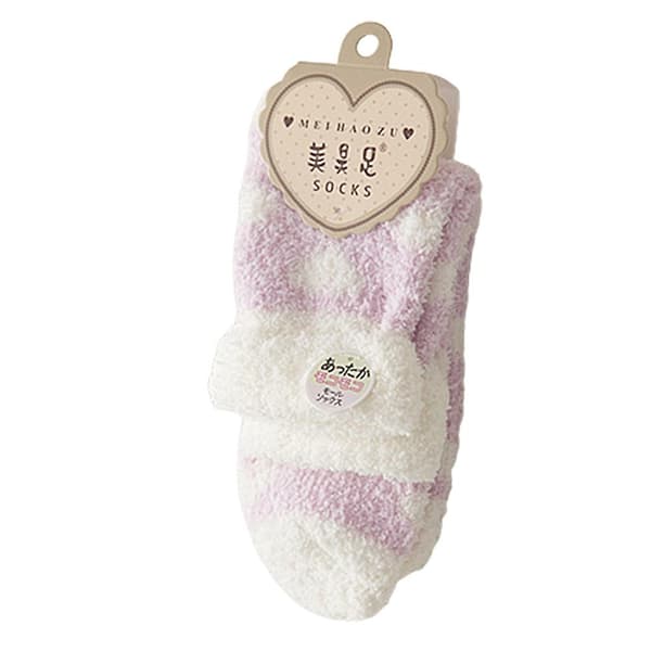 Hjerteprintede fluffy senge-strømper til damer, bløde varme lounge-tøfler fleece-strømper til vinteren - 6 farver 6 Colors 6 Pairs