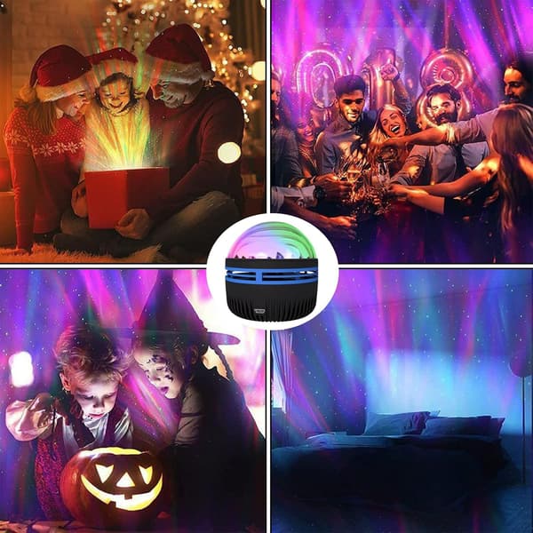 2-in-1 Aurora and Ocean Wave Projector with 14 Galaxy Light Effects for Game Rooms, Parties, Bedroom Light Projector, LED Lights