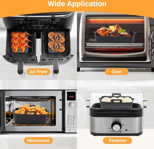 2 silikoneforme til Airfryer - Airfryer tilbehør - BPA-fri - Alternativ til bagepapir - Airfryer forme - Airfryer indsats - Rektangulær ...