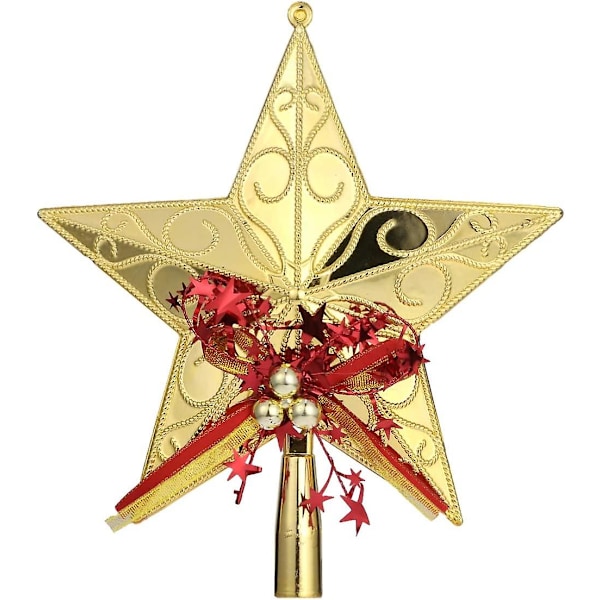 Plastjulgrans Topp Julstjärna Dekoration Julgrans Toppar För Julgran Vintersemester Heminredning 20cm (guld)
