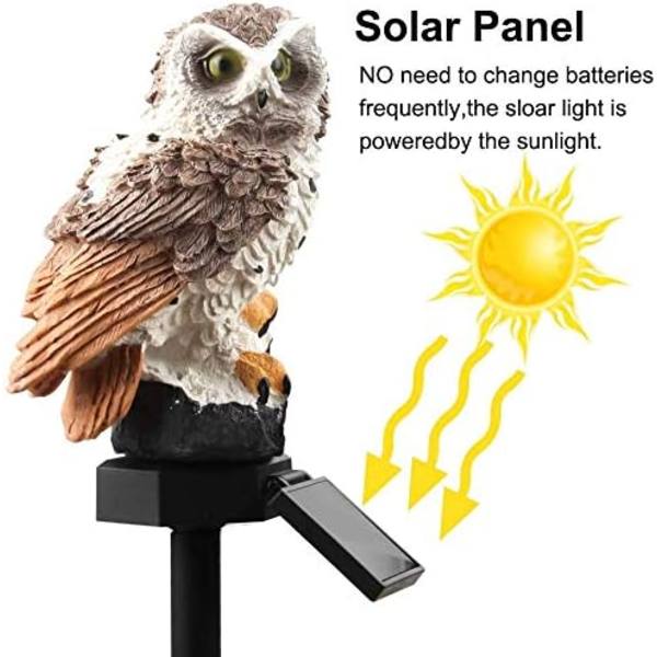 2 kpl Puutarhakoristeet Vedenpitävä Solar LED Pöllö Nurmikkolamppu Ulkokäyttöön Patio Puutarha Luovat Aurinkolamput (vaaleanruskea) Light brown
