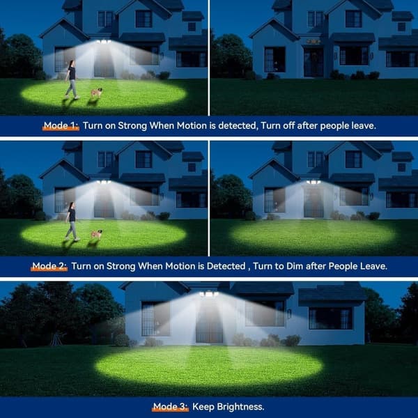 65W LED Solar Security Light Motion Detector Floodlight Outdoor, 6500LM, IP65 Waterproof, 6500K – Adjustable 3-Head Floodlight with Motion Detector
