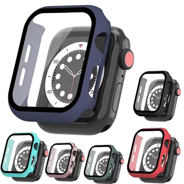Iskunkestävä kuori + karkaistu lasi - 2in1 Apple Watch 44mm - Musta musta black