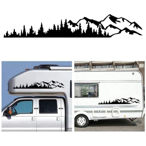 RV Camper Side Window Bumper Decal Large Mountain Tree Decoration for Car Truck