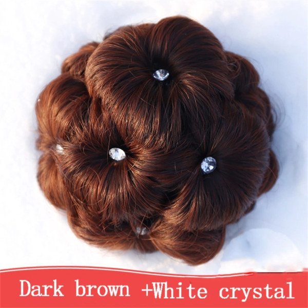 Synteettinen Scrunchie Hair Donut suora updo punottu hiuslisäkkeet hiuksiin suurikokoiset juhlat häät cosplay pidennykset Dark brown White diamond