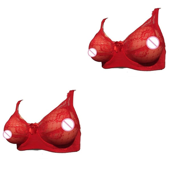 3 stk. Fake Breast BH Pocket BH Silikone Breast Forms Crossdressers Cosplay Prop 80b(rød)2stk 2pcs