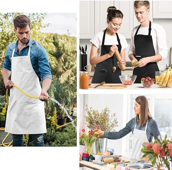 Kitchen Apron with 2 Large Pockets, Water-Repellent, Adjustable