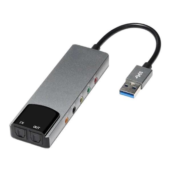 6-i-1 Computer Lydkort 5.1 USB Eksternt Lydkort Multifunktionel Lydkonverter til Bærbar Computer