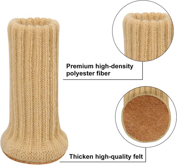 Beige Färg-24 Stykker Strikkede Stolbenstrømper for Stolbenputer