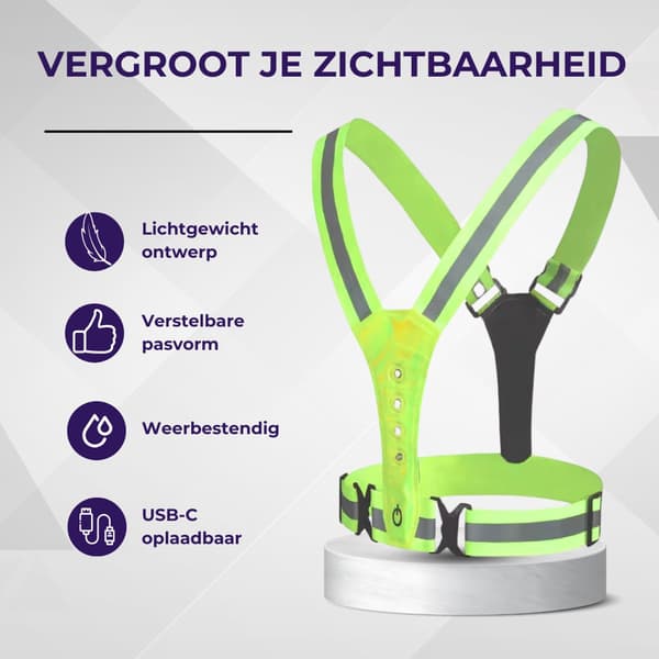Running Vest with Lights Rechargeable LED Front and Back One Size Yellow