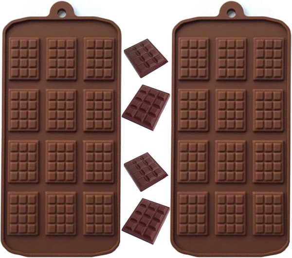 2 stk. Mini Silikone Chokoladeforme, Non-Stick Chokoladeform, Brune Isterningebakke Slik Chokolade Bage Køkkenform (Brun-2 pak)