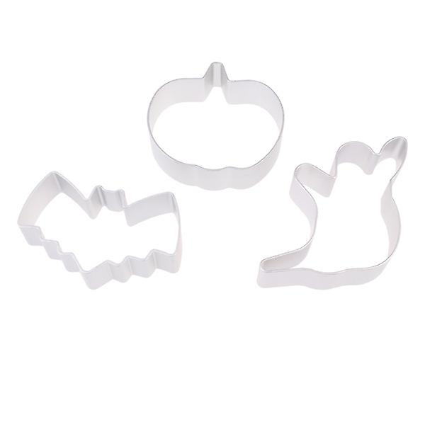 3 kpl DIY-alumiiniseoskeksimuotit Halloween-tyyliset keksimuotit DIY-leivonta-leikkausjuhlatarvikkeet Kurpitsa+haamu+lepakko Sekaväriset 3 kpl Mixed color 3pcs