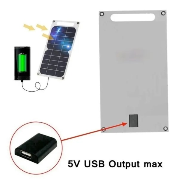 Bærbar solcelleoplader med 10 watt effekt | Miljøvenlig opladning med solenergi på farten | Ultralet og vandtæt | USB