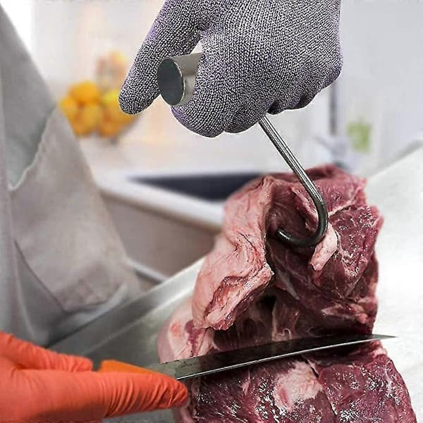 Stainless Steel 8 Inch Hooks T-Handle Meat Bone Hook for Kitchen Butcher Restaurant BBQ Tool