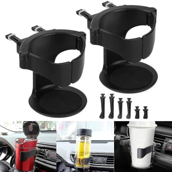 2 kpl Auton Mukiteline Auton Ilmastointiventtiilin Mukiteline Auton Juomateline Säädettävä Ilmastointiventtiilin Mukiteline musta_ca