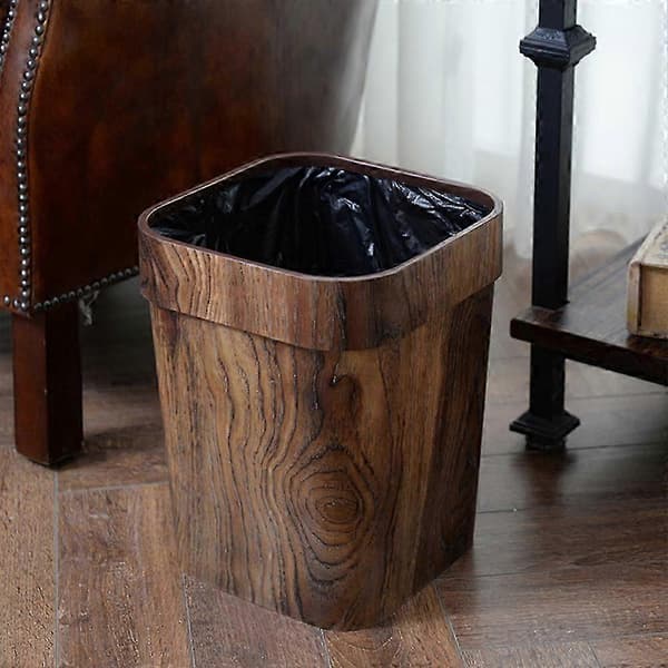 Retro Small Trash Can Decorative Rustic Waste Bin for Bathroom Kitchen Home Office