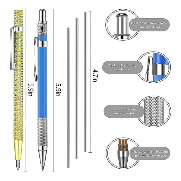5 pakker Silver Streak Welders blyantsæt med hårdmetal skriveværktøj Solid markør Metalmarkeringsværktøj
