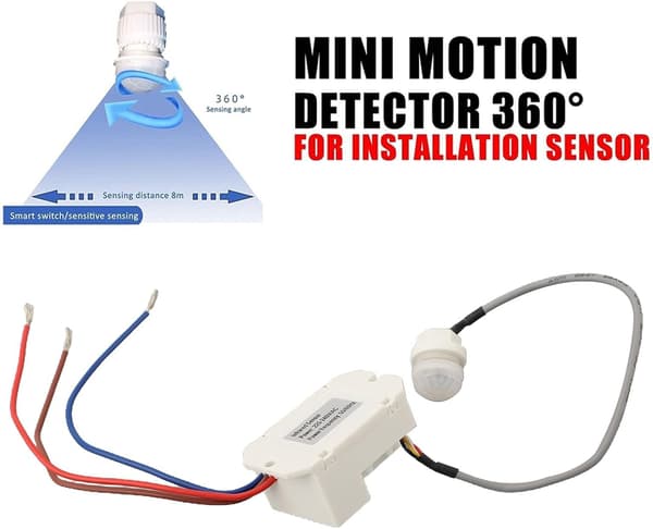 PIR Rörelsesensor 360 Grader Automatisk Timer Hem AC 3-Trådsbrytare Ljuskontroll Justerbar för 220V Vit