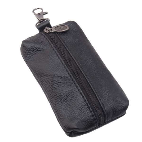 Unisex Leather Key Case Wallet Bag Zipper Key Ring Holder