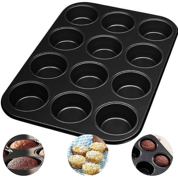 Non-stick bakeform 12 hull med karbonstål baking rund bakeform teflonbelegg bakeplate ovnsutstyr baking-FA-