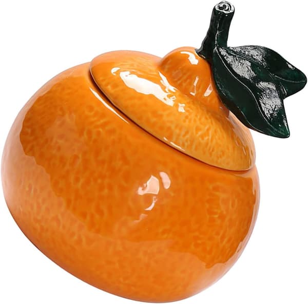 Orange Ceramic Teapot with Lid 200ml Decorative and Multifunctional Storage Jar