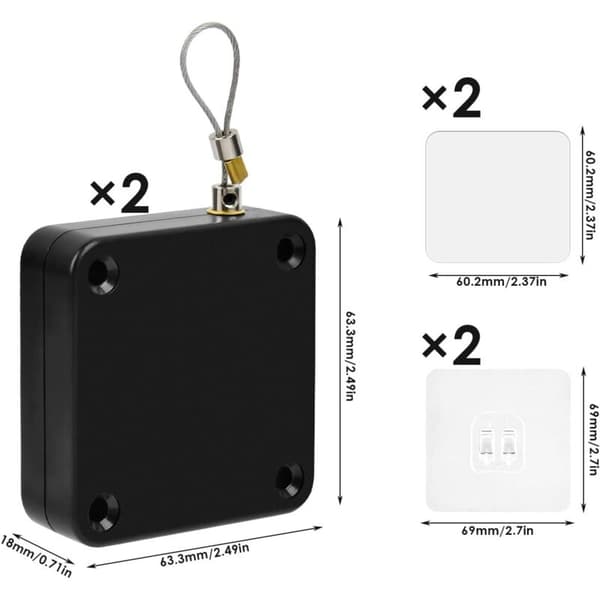 2-pack Black Automatic Door Closers with Drawstring, No Drilling, Door Openers for Home Office Interior Doors