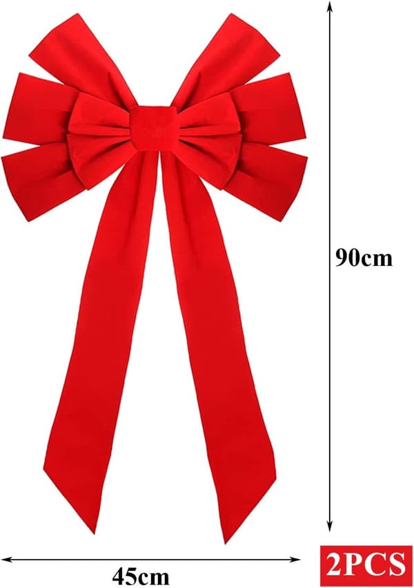 4 st Sammet Julrosett, 90cm x 45cm, Stora Röda Dörrrosetter, Julgransrosett, Julkrans, Rosett, Festivalförpackning för Julgran