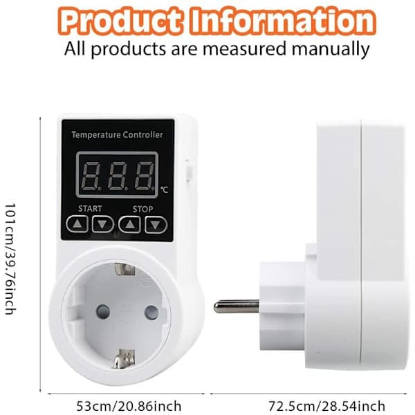 Thermostat socket with sensor, Digital temperature controlled socket, Waterproof temperature switch, EU plug