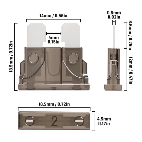 50 Stykker 2A Medium Bilsikring 2Amp Standard Bilsikringer for Bil Motorsykkel Lastebil 2 Ampere Bilsikring